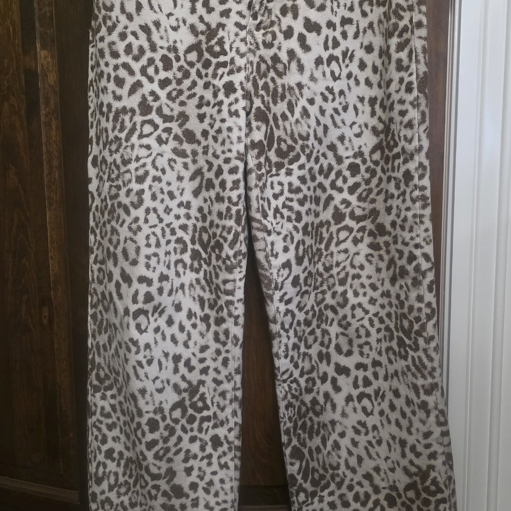 Animal Print Wide Leg Pants - Neutral Leopard
